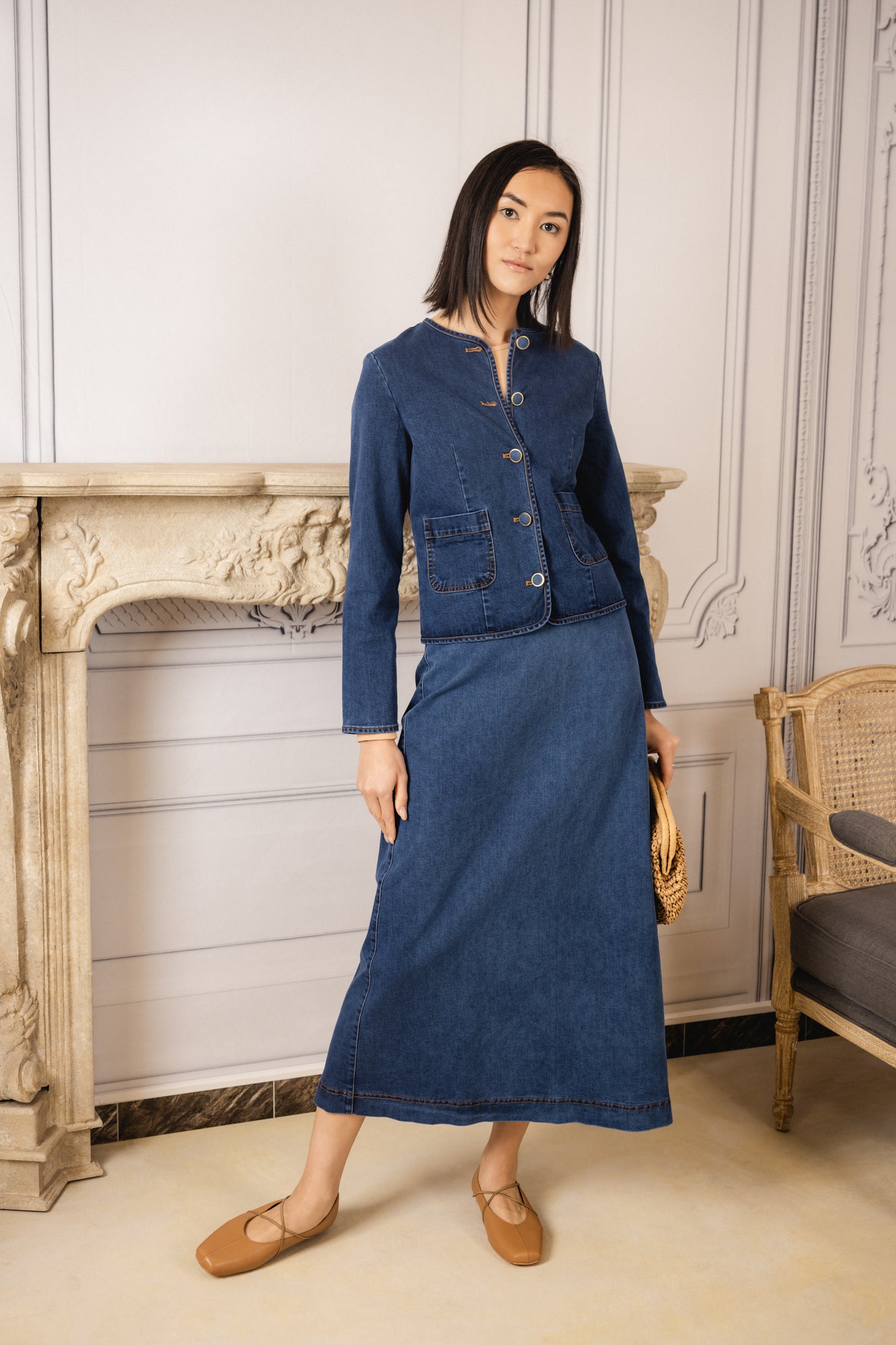 Denim belted Skirt| Blue