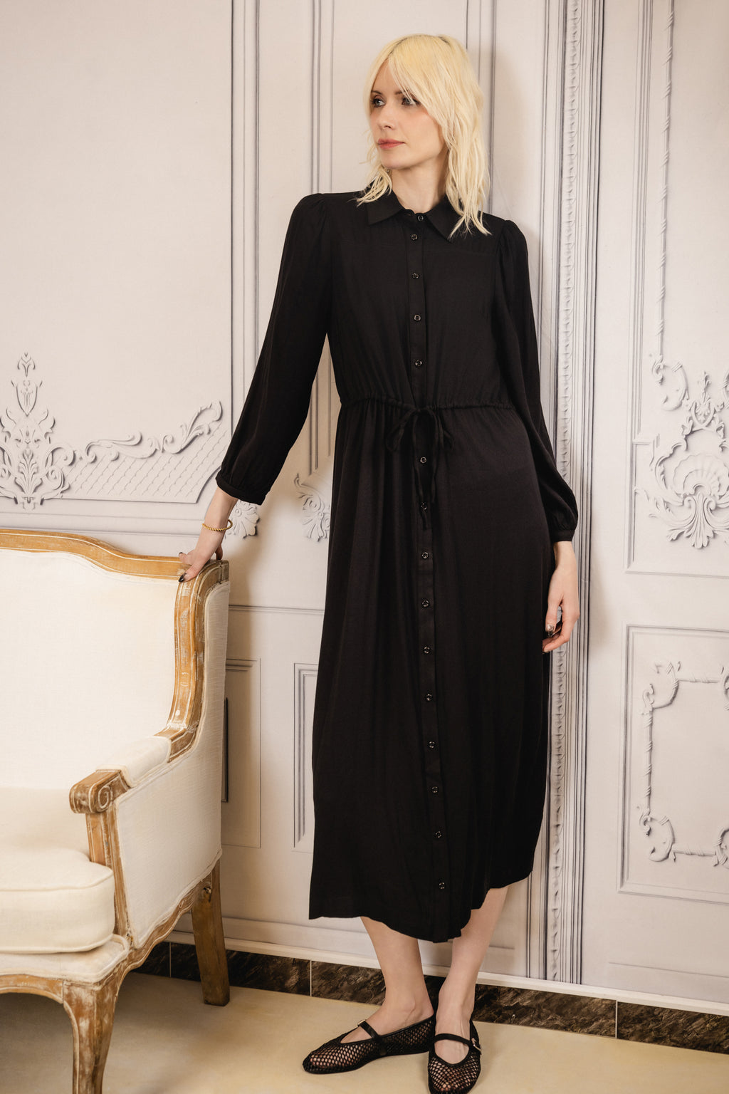 Evie Maxi Shirtdress | Black