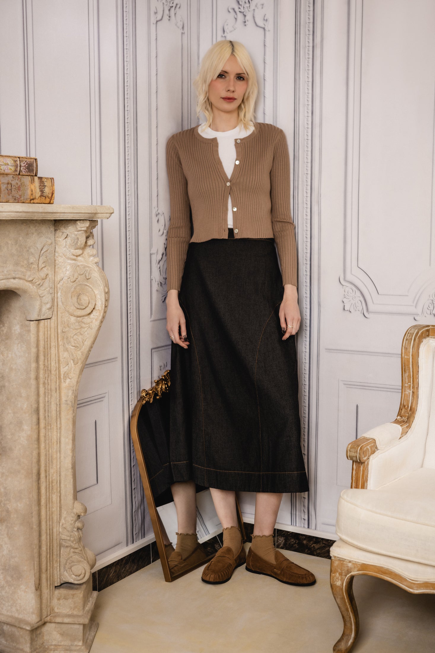 Lightweight Denim skirt | Black