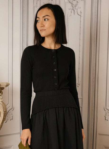 Button Down Cardi | Black (Set)