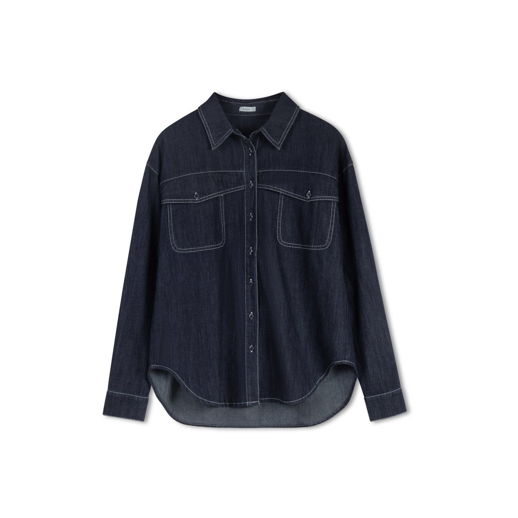 Stitched Denim Blouse | Dark Navy