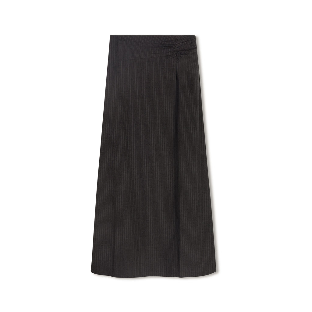 Ruched Pinstripe Skirt | Gray
