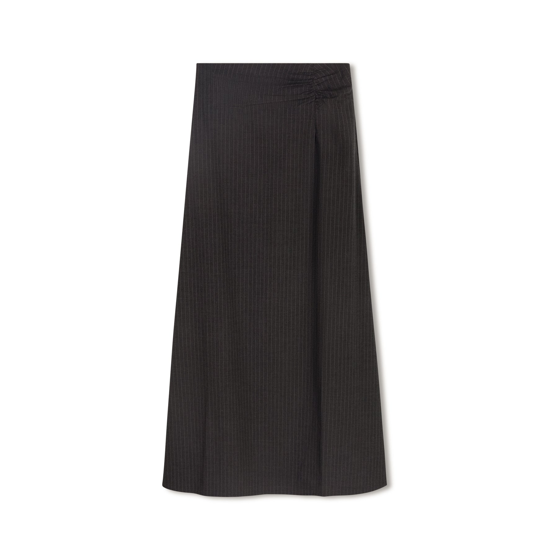 Ruched Pinstripe Skirt | Gray