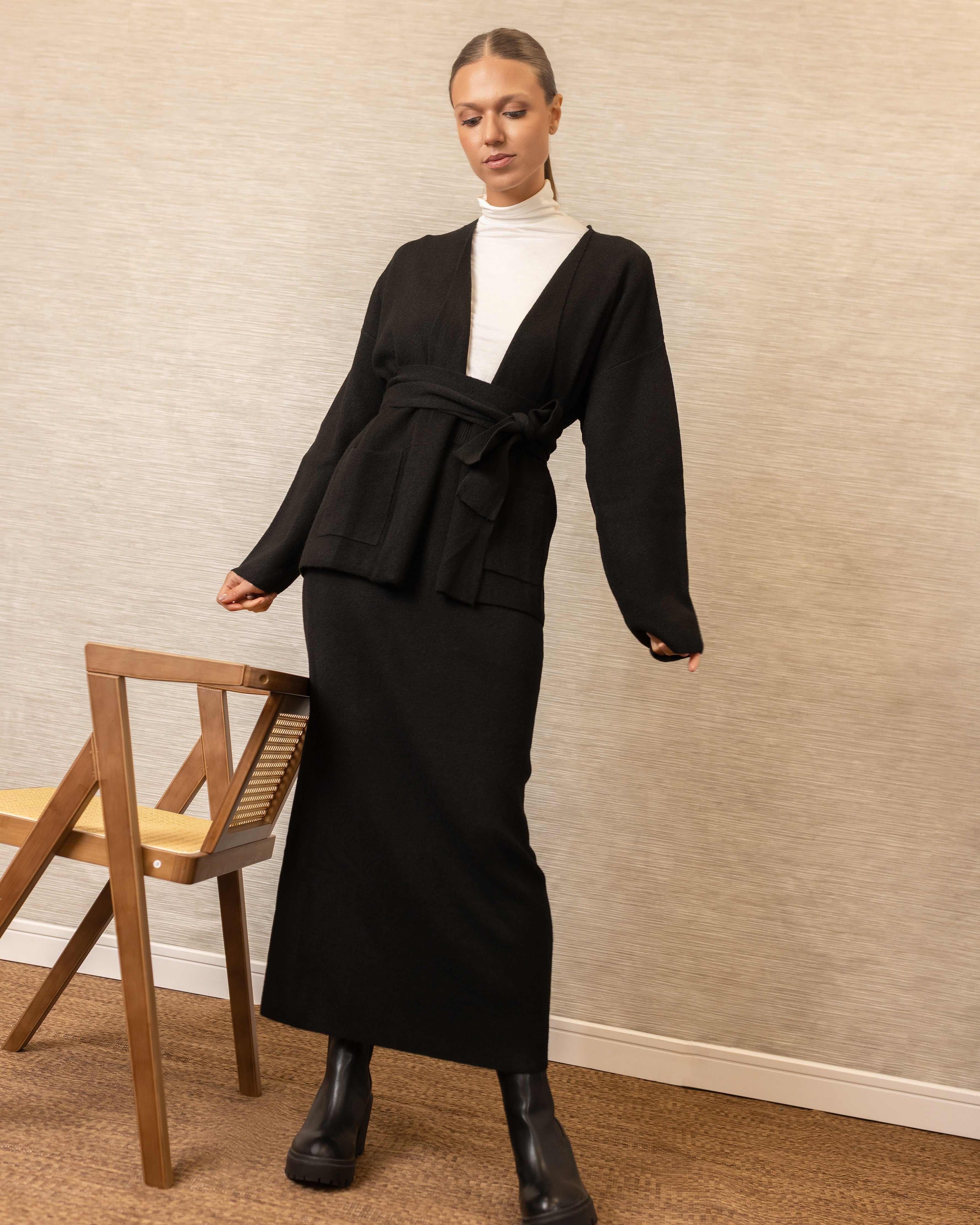 Belted Knit set | Black