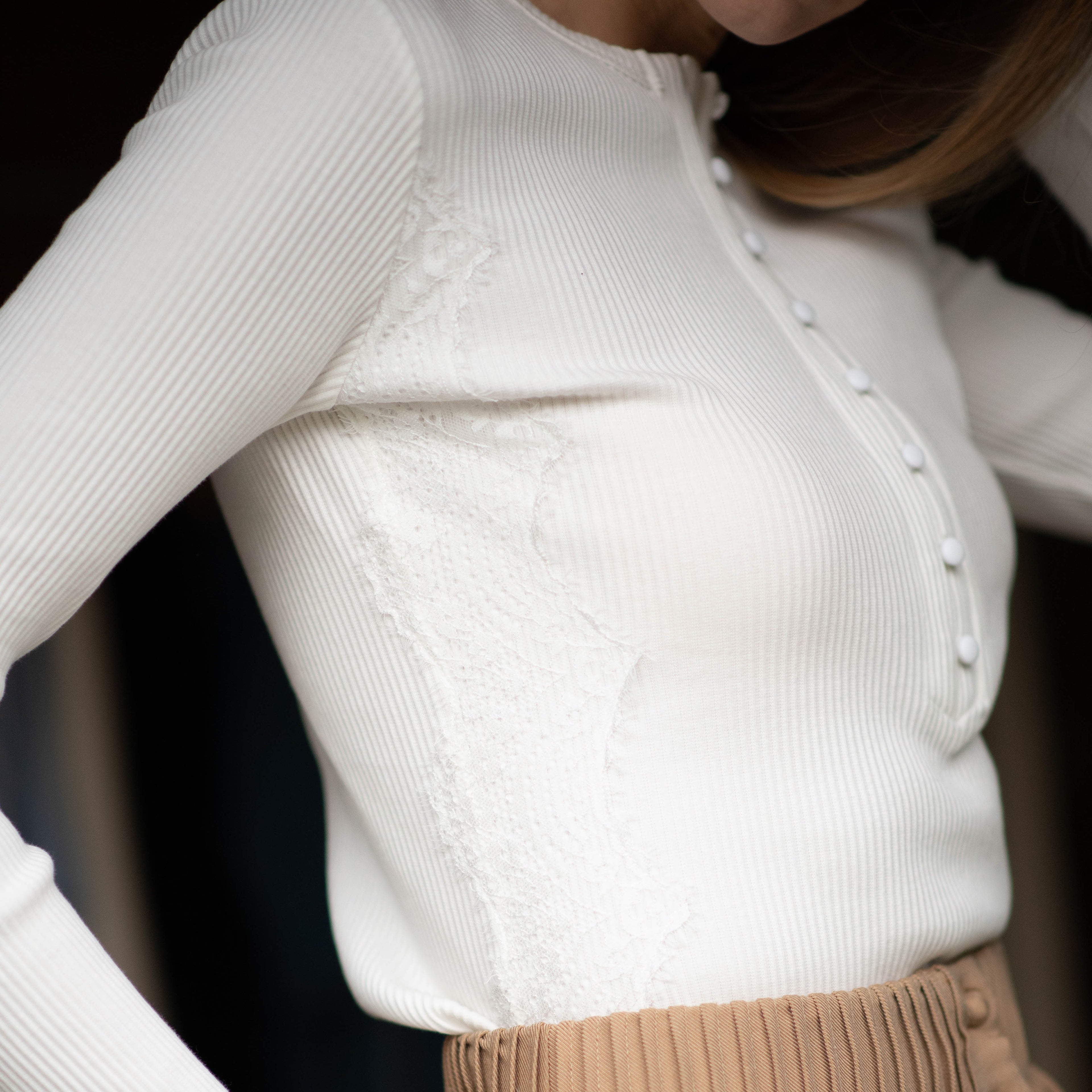Rib Lace Top | Cream [Final Sale]