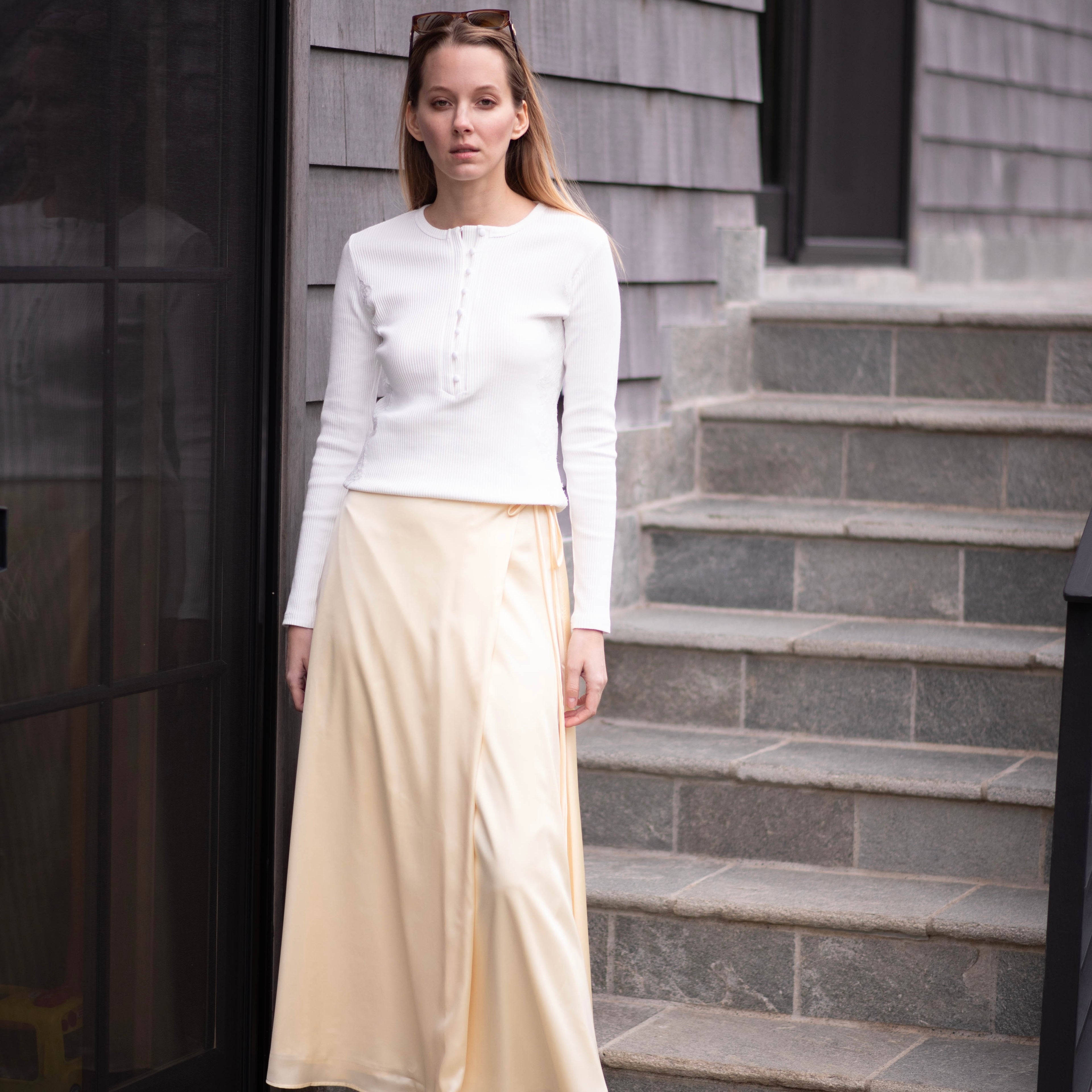 Satín Wrap Skirt | Butter [Final Sale]