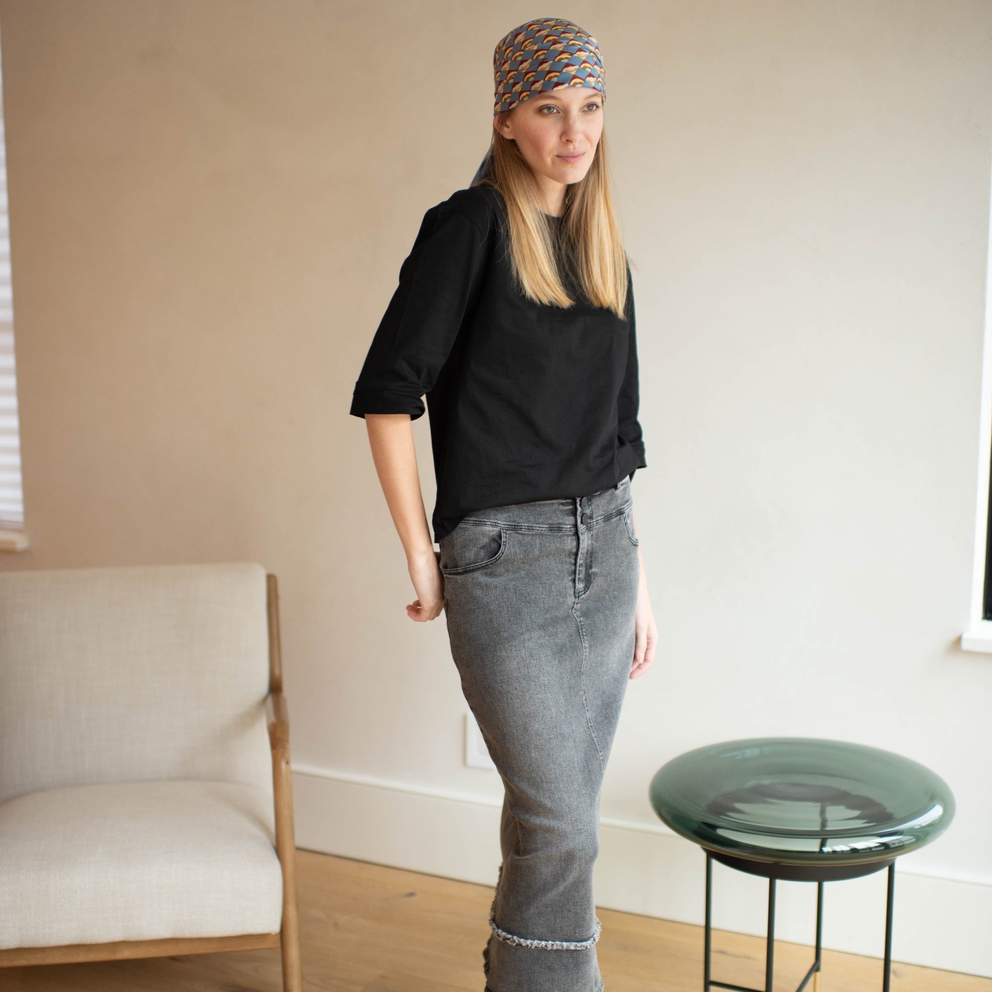 Double Waist Denim Skirt [Final Sale]