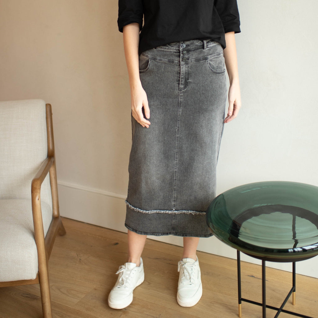 Double Waist Denim Skirt [Final Sale]