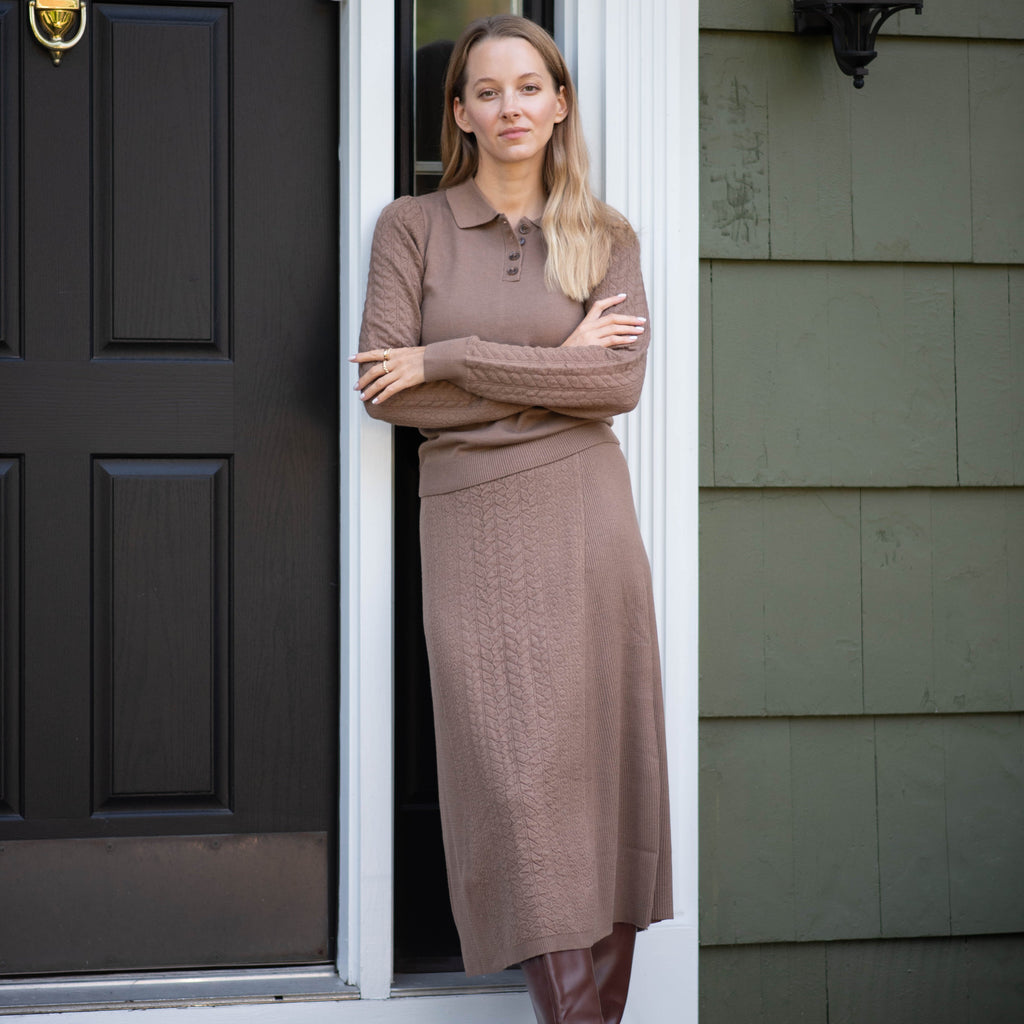 Sweater Knit Skirt | Brown