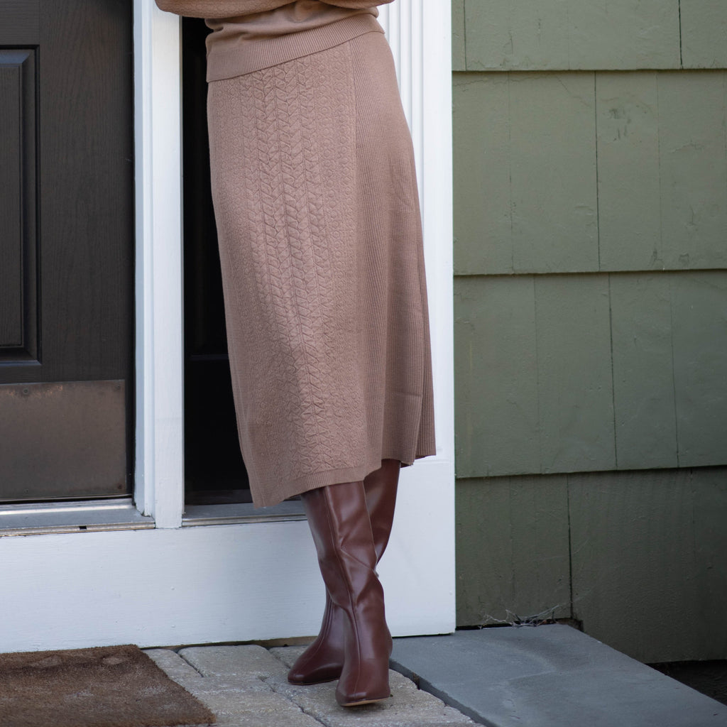 Sweater Knit Skirt | Brown