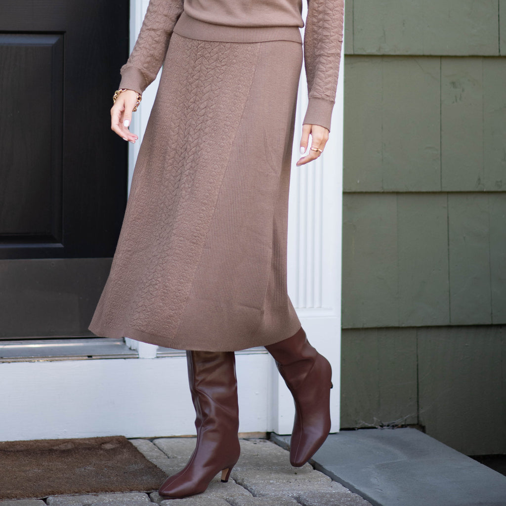 Sweater Knit Skirt | Brown