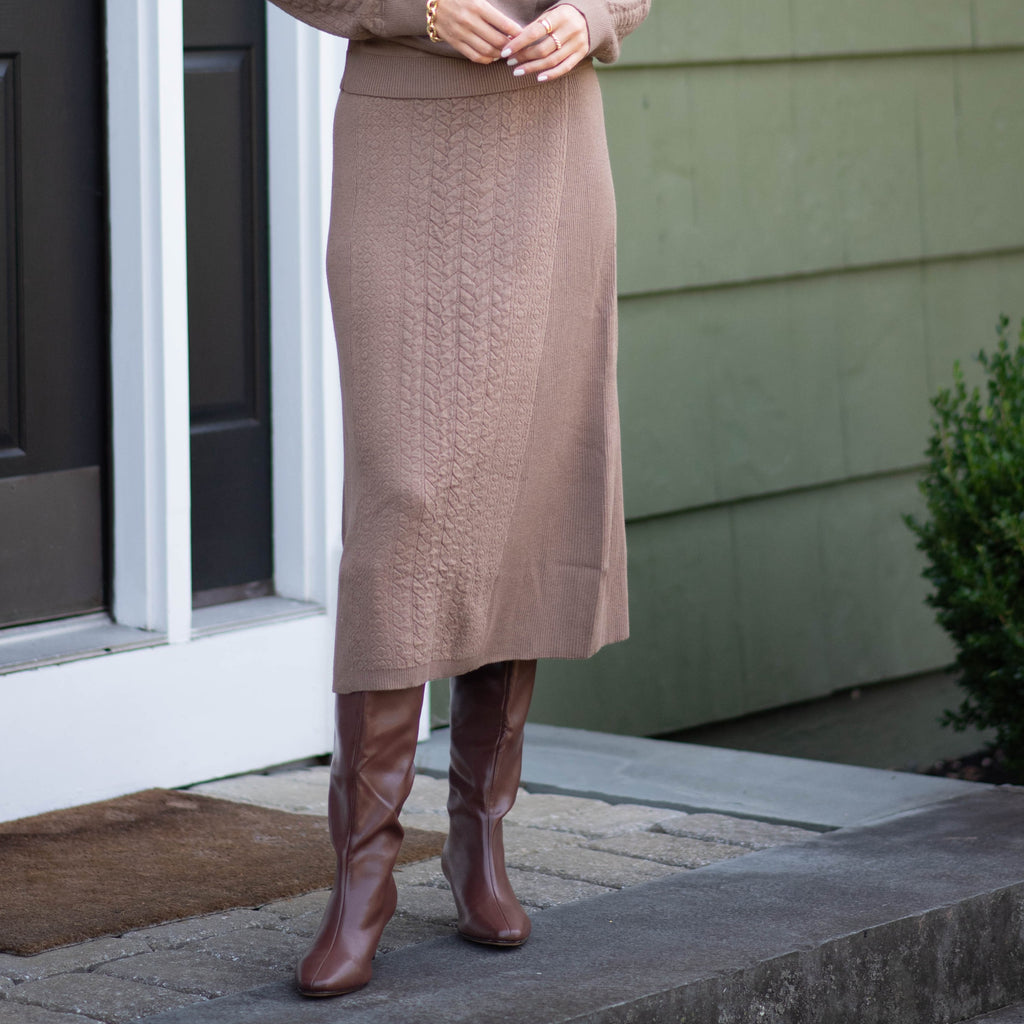 Sweater Knit Skirt | Brown