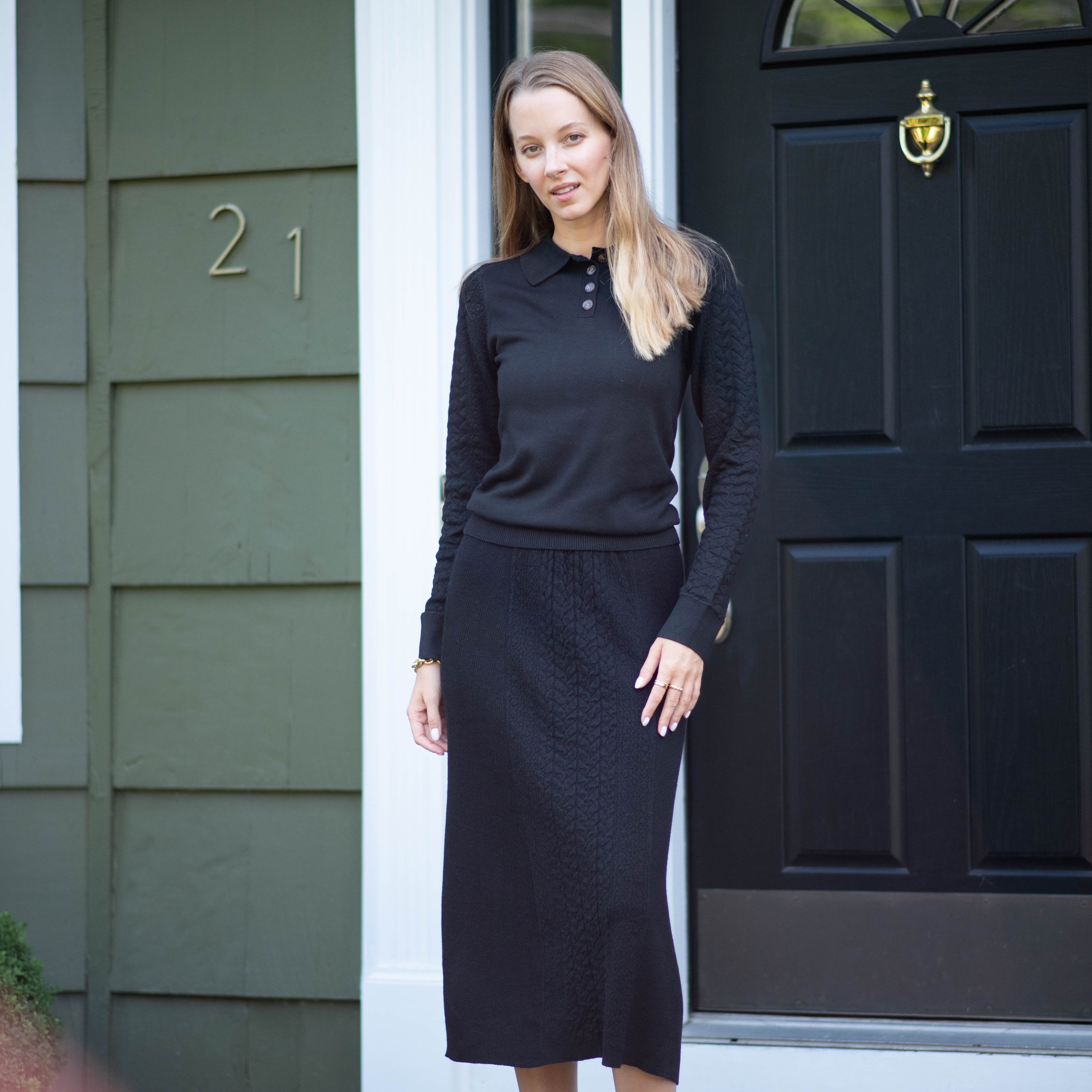 Sweater Knit Skirt | Black [Final Sale]