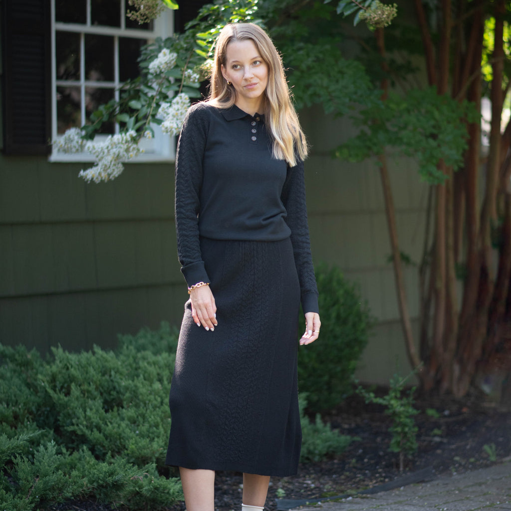 Sweater Knit Skirt | Black