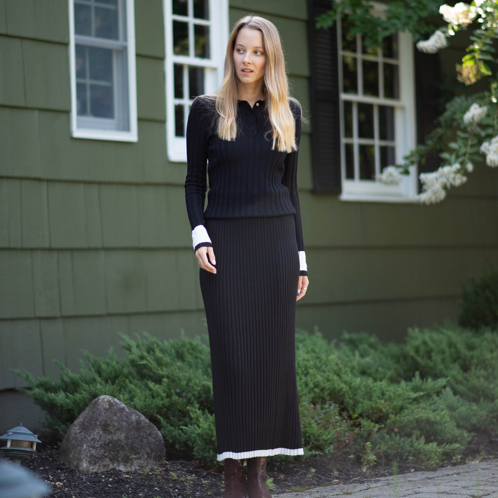 Contrast Knit Skirt | Black [Final Sale]