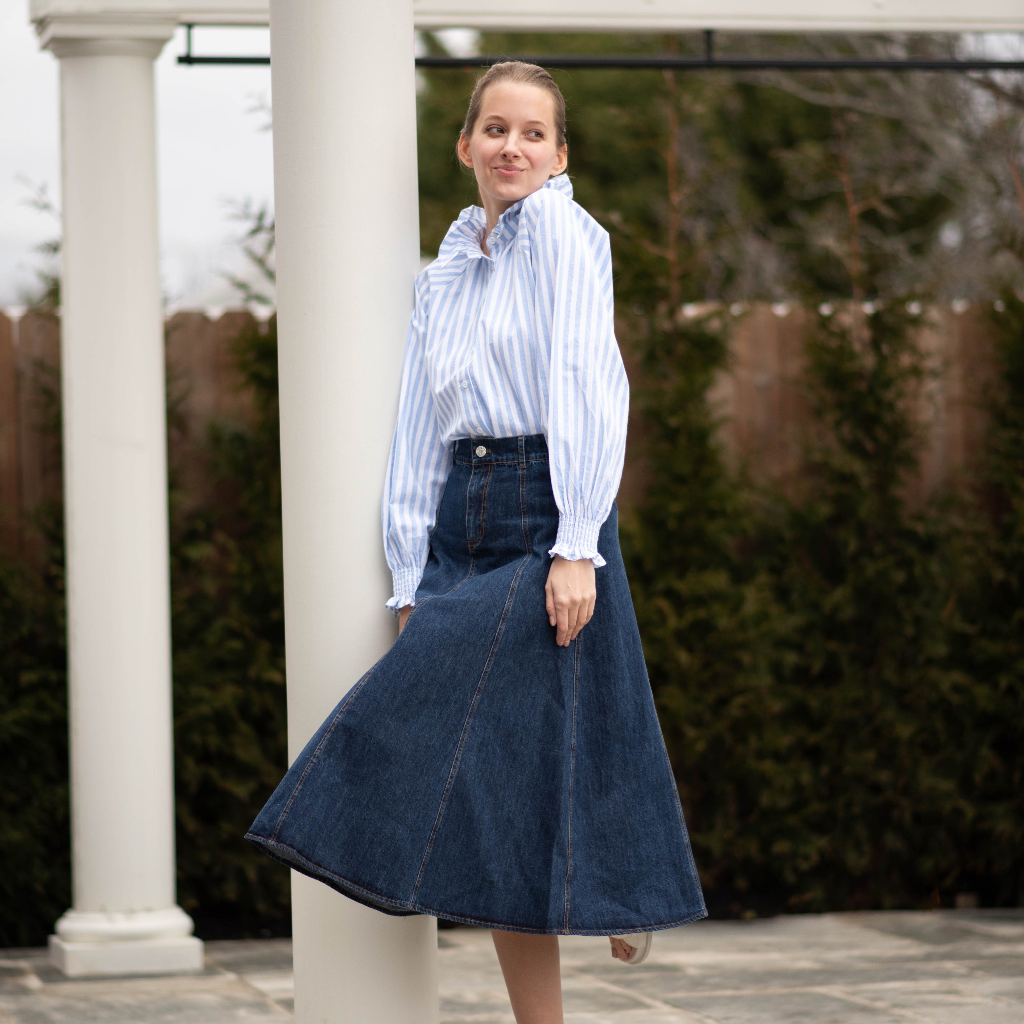 Jules Denim Panel Skirt | Blue – C'Moi