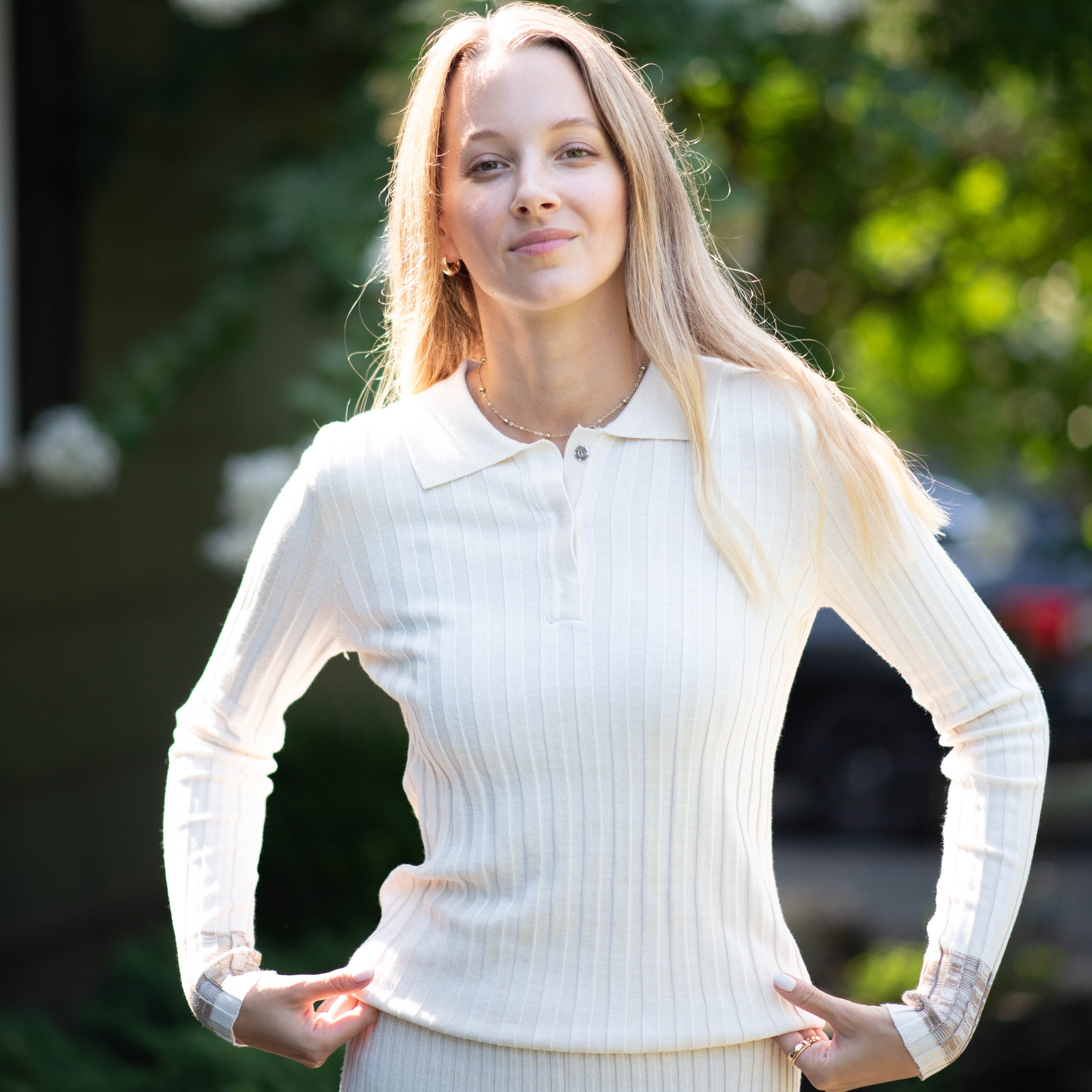 Contrast Knit Polo | Cream [Final Sale] – C'Moi