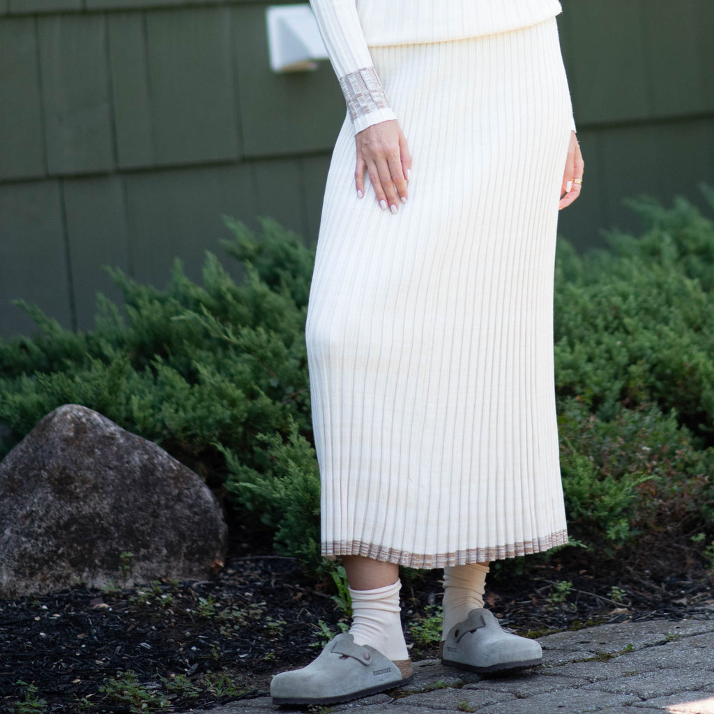 Contrast Knit Skirt | Cream