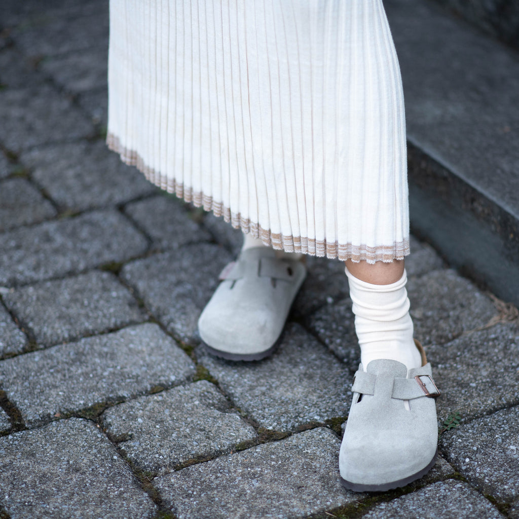 Contrast Knit Skirt | Cream