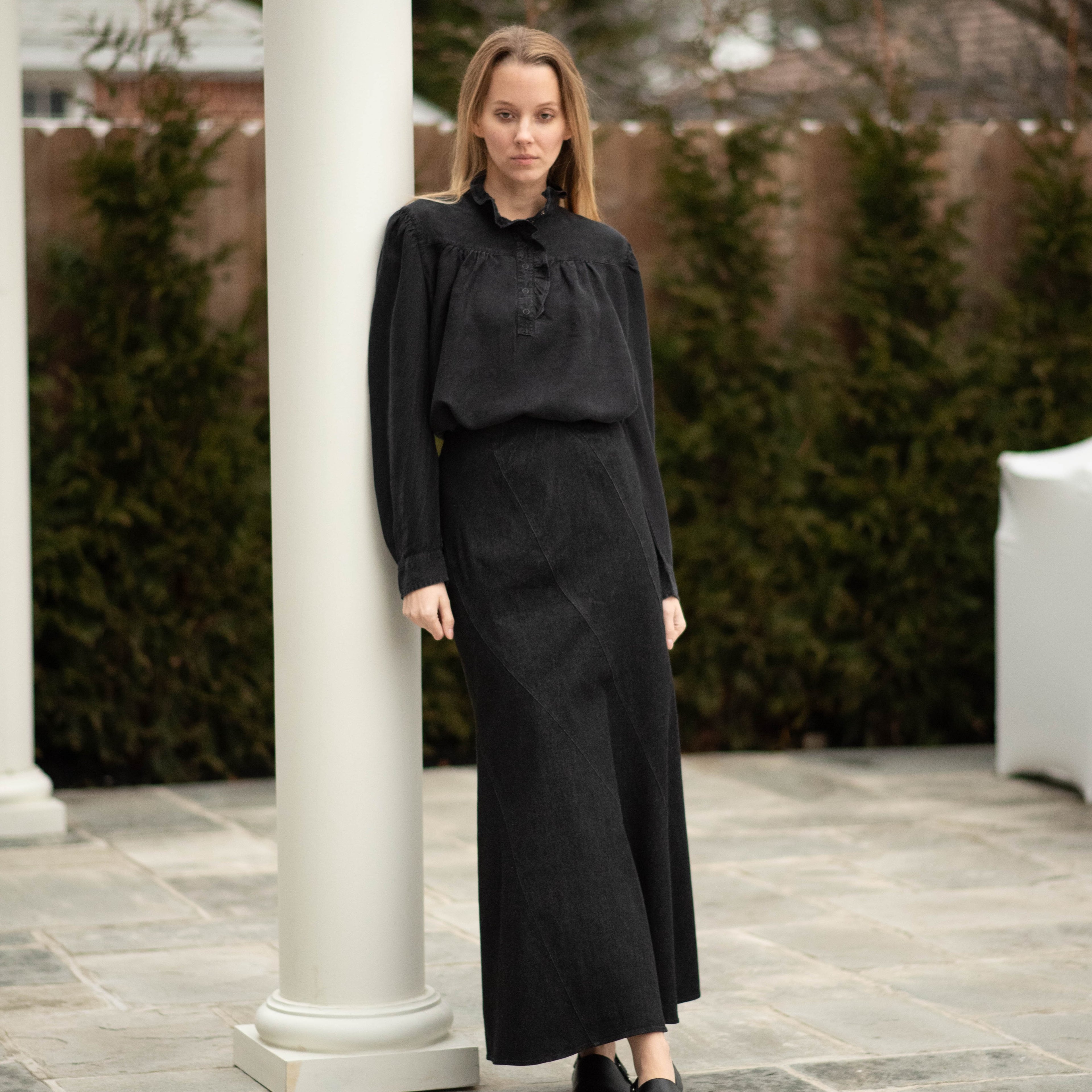 Wave Denim Skirt | Black [Final Sale]