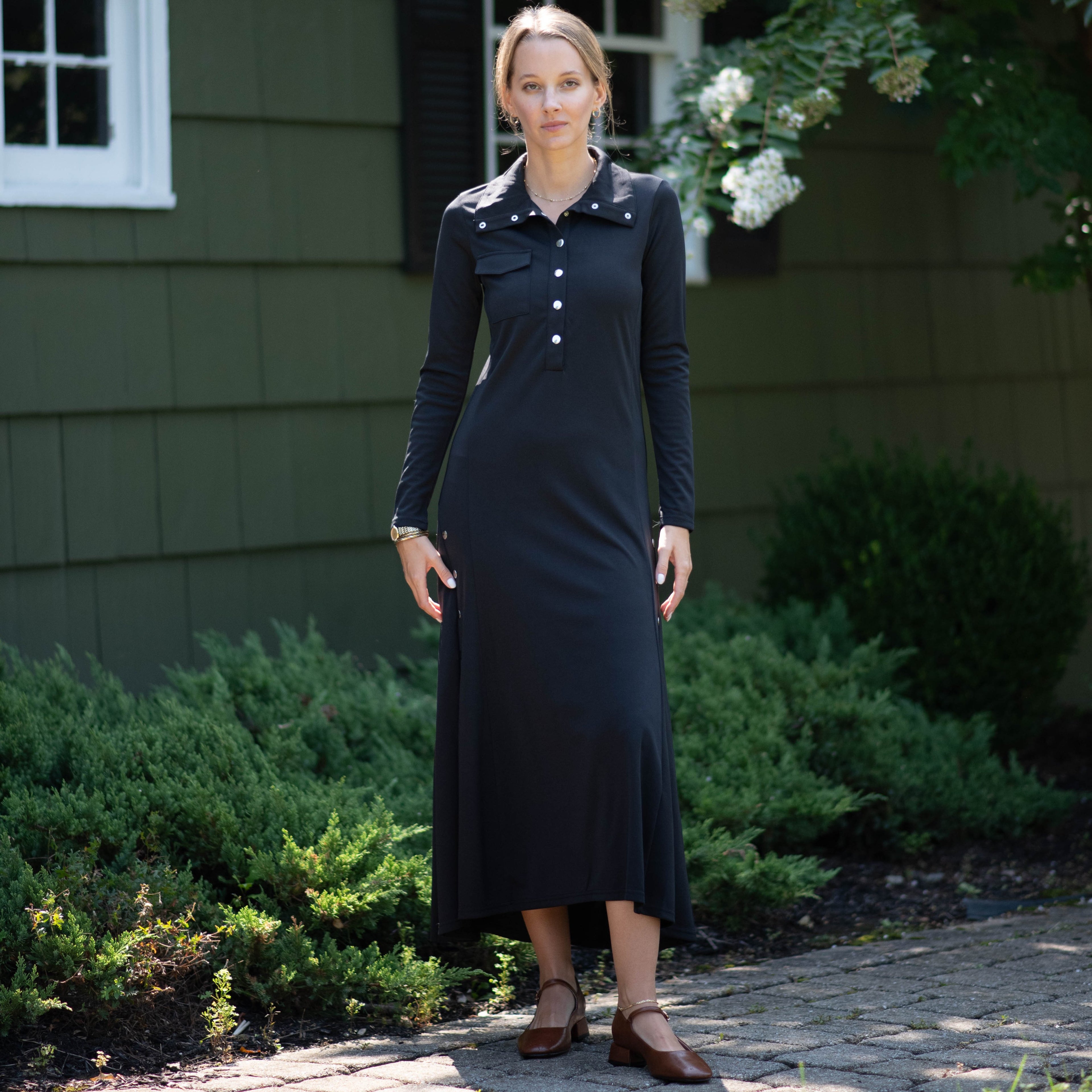 Accented Button Robe | Black [Final Sale]