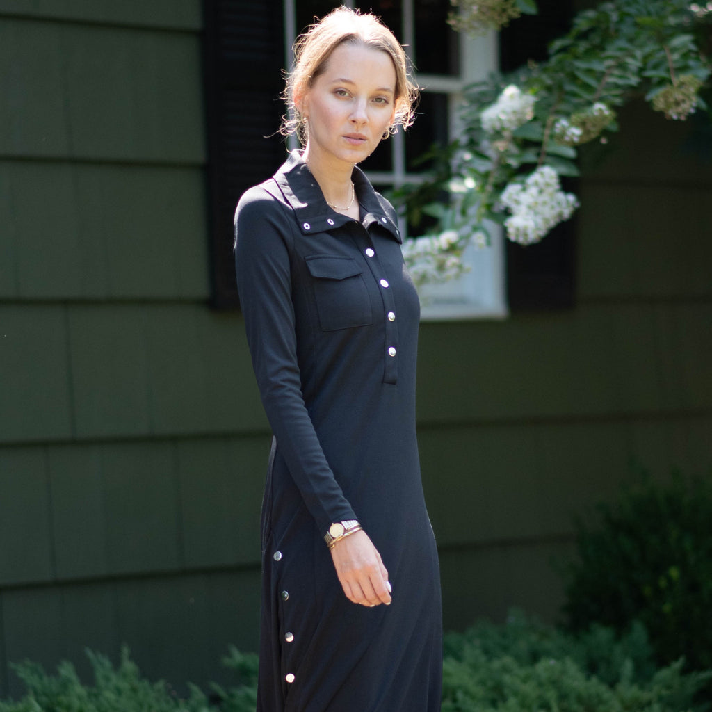 Accented Button Robe | Black