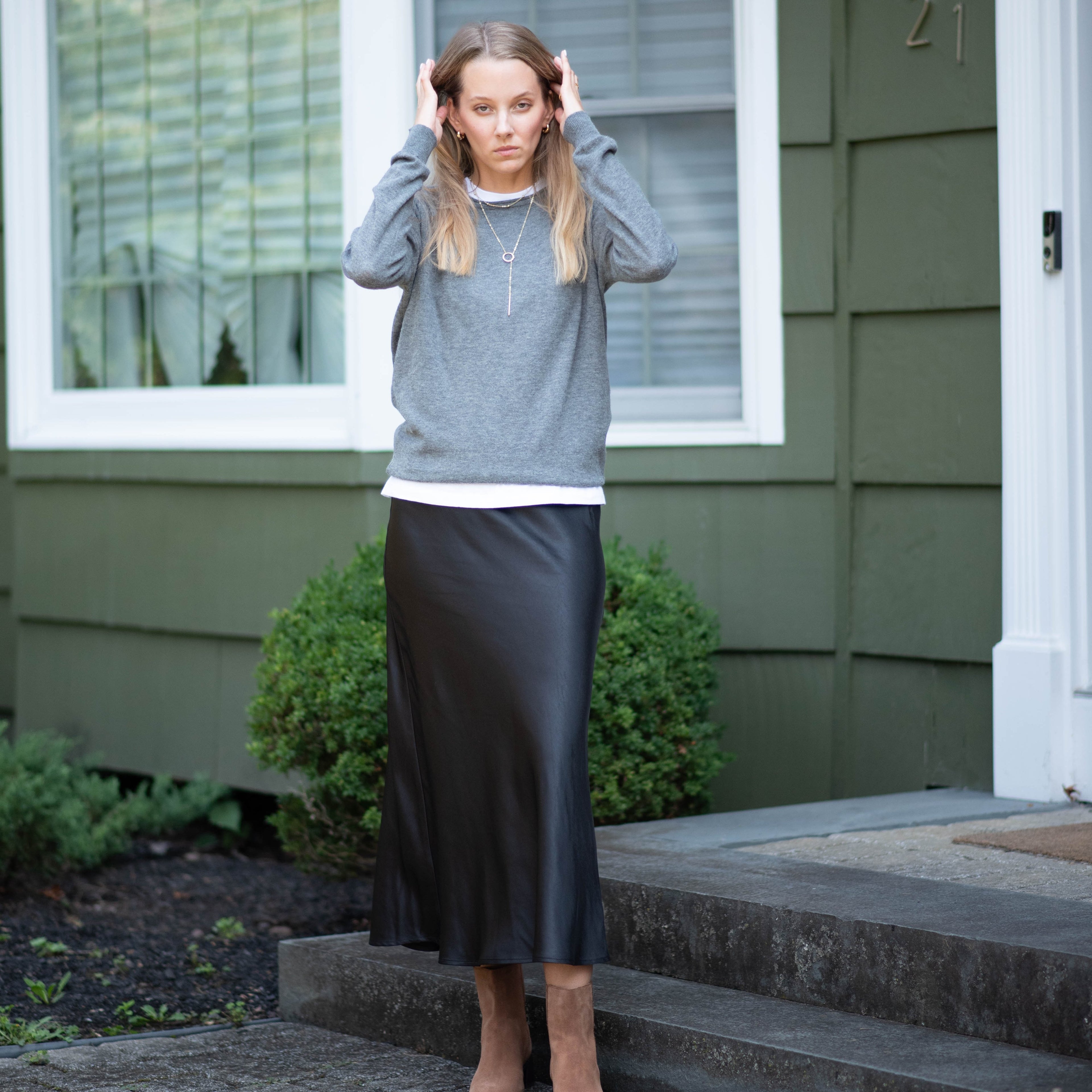 Midi Slip Skirt |  Black