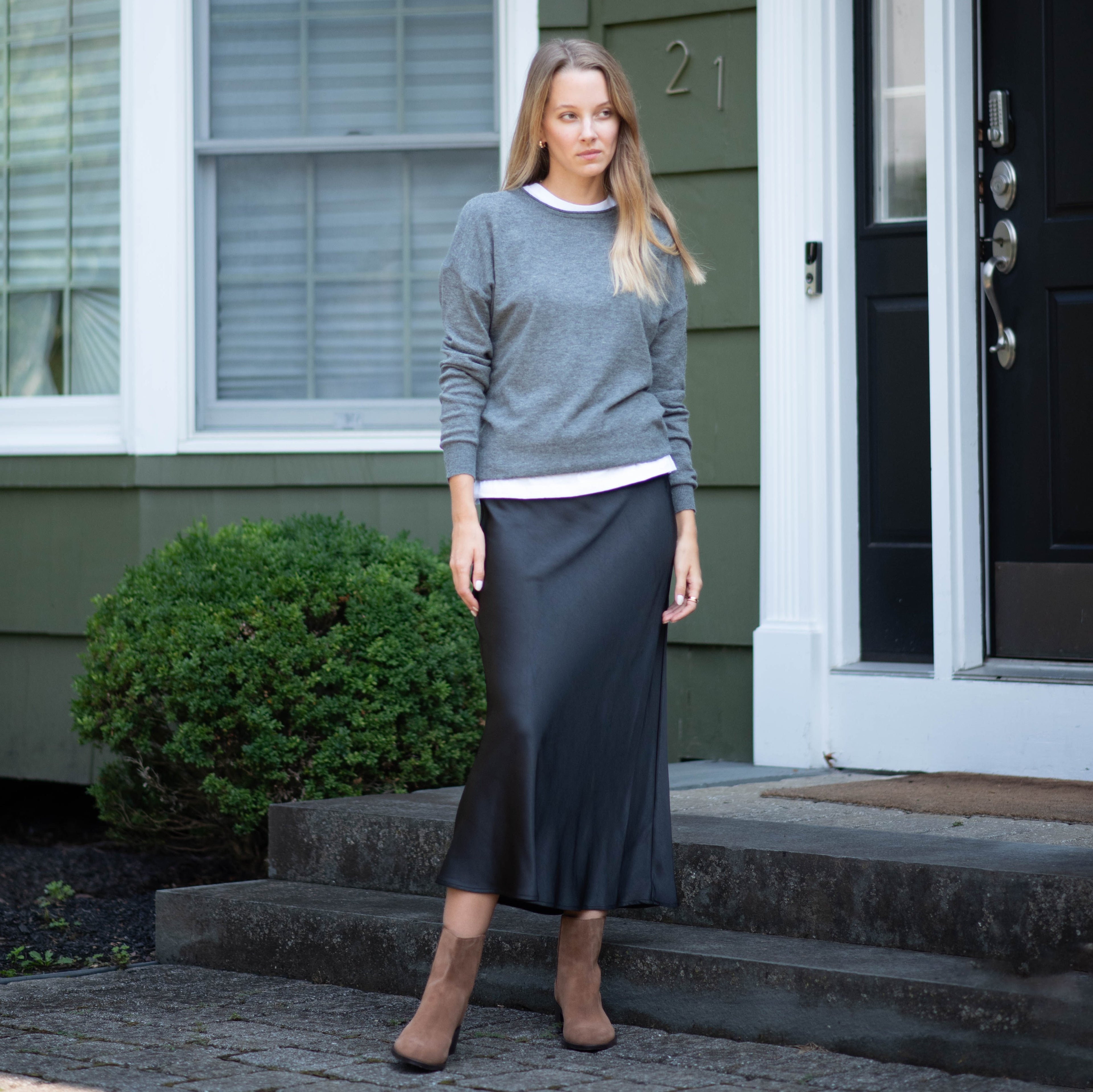 Midi Slip Skirt |  Black