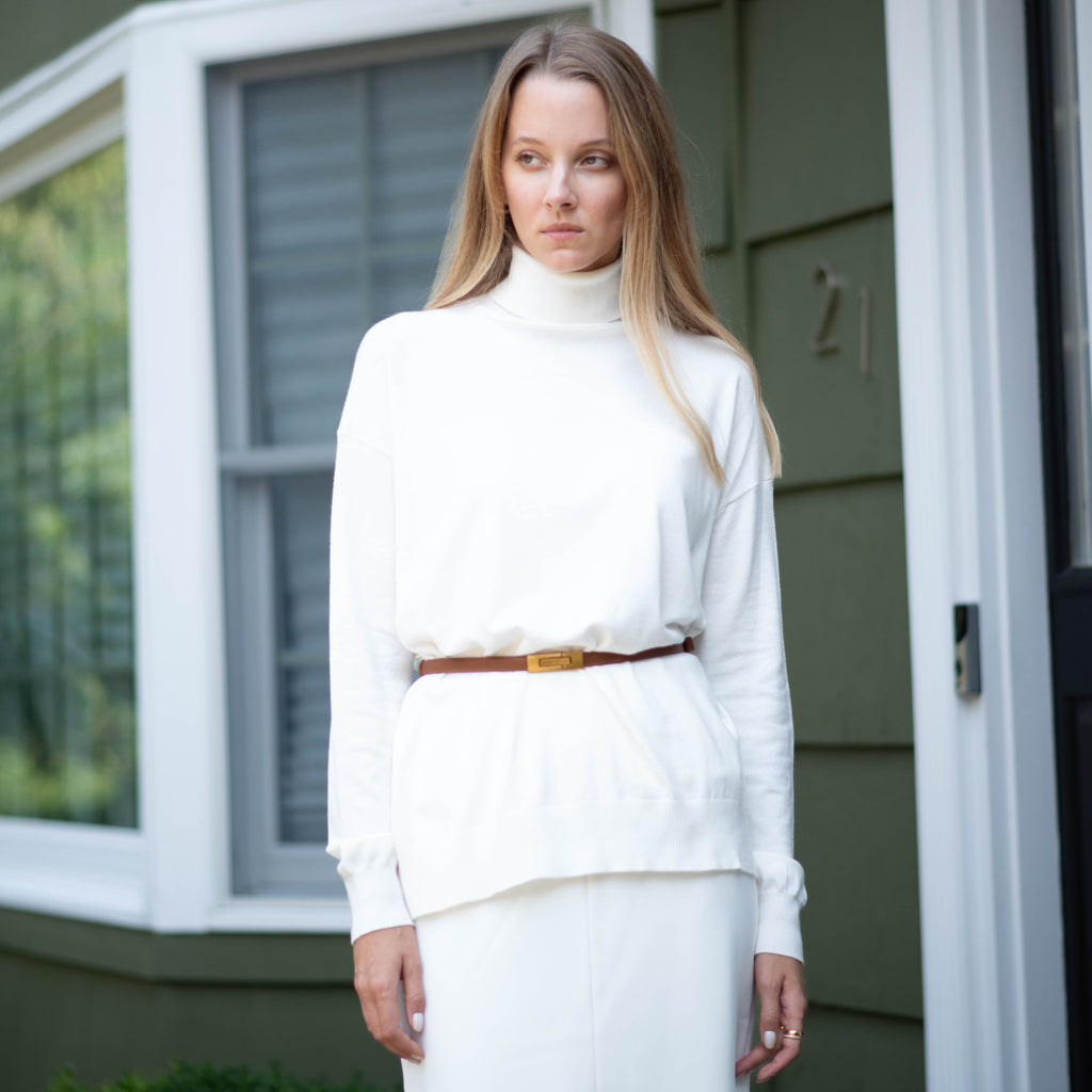 Turtleneck Sweater | White