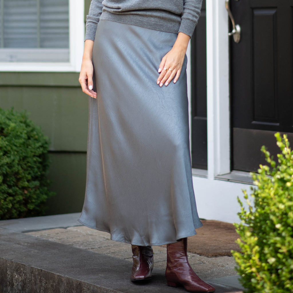 Crinkle Slip Skirt | Gray