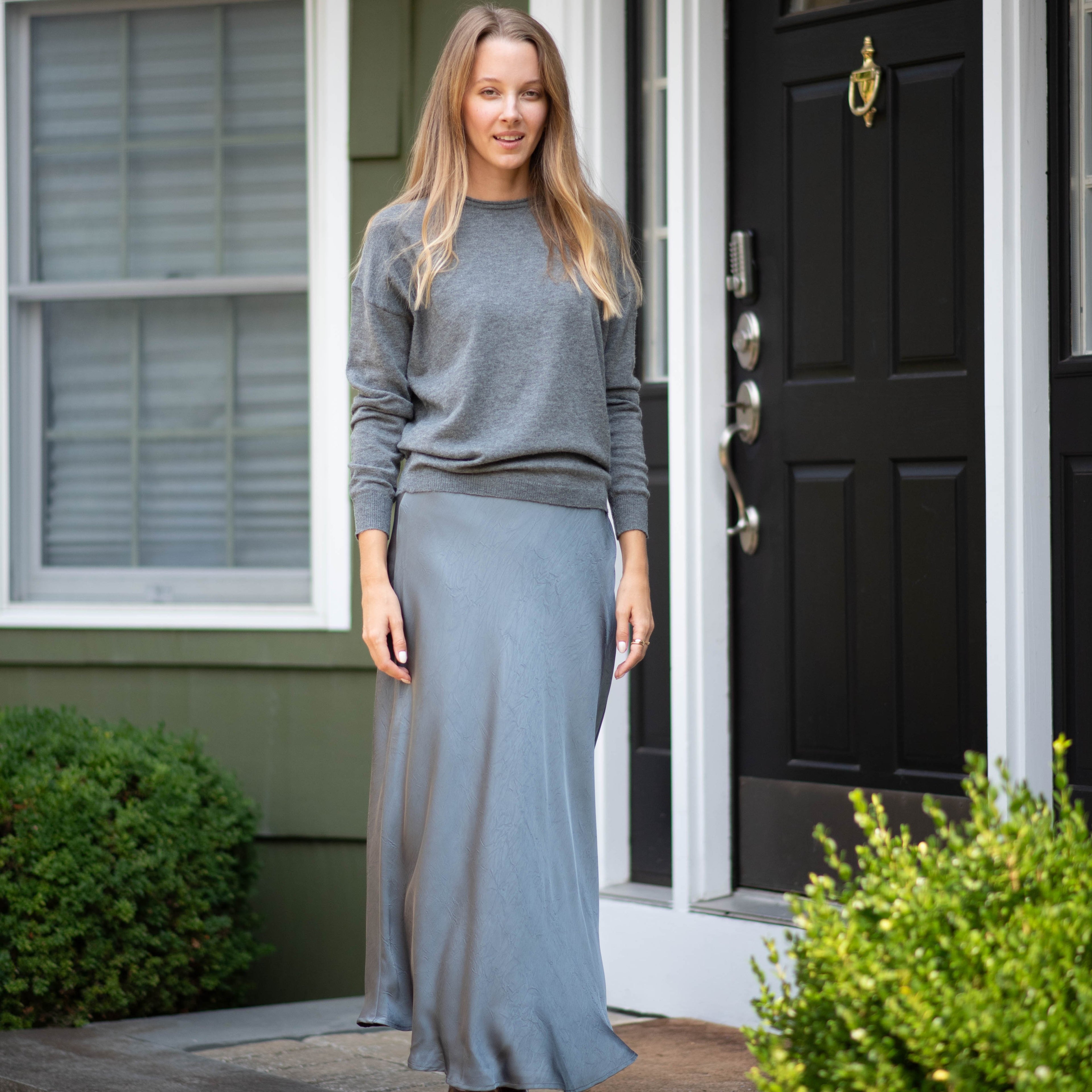 Crinkle Slip Skirt | Gray