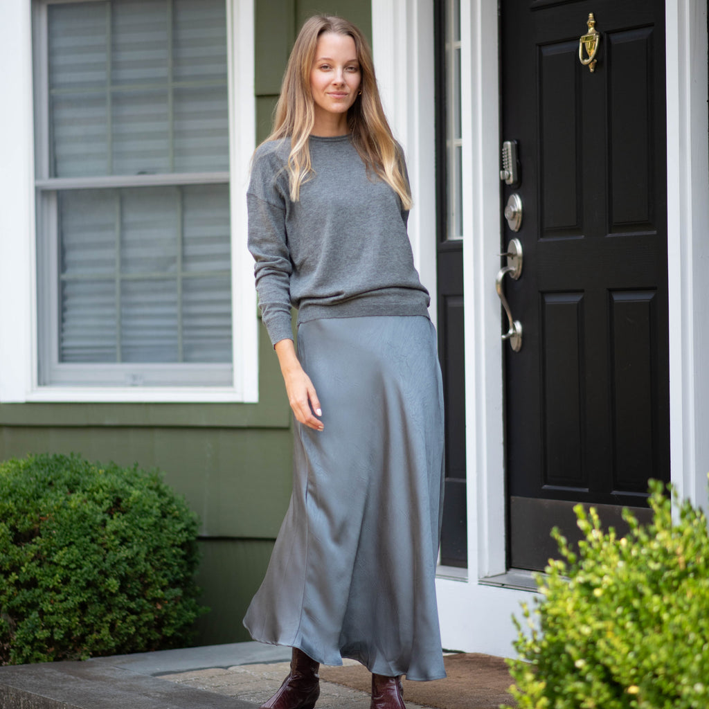 Crinkle Slip Skirt | Gray