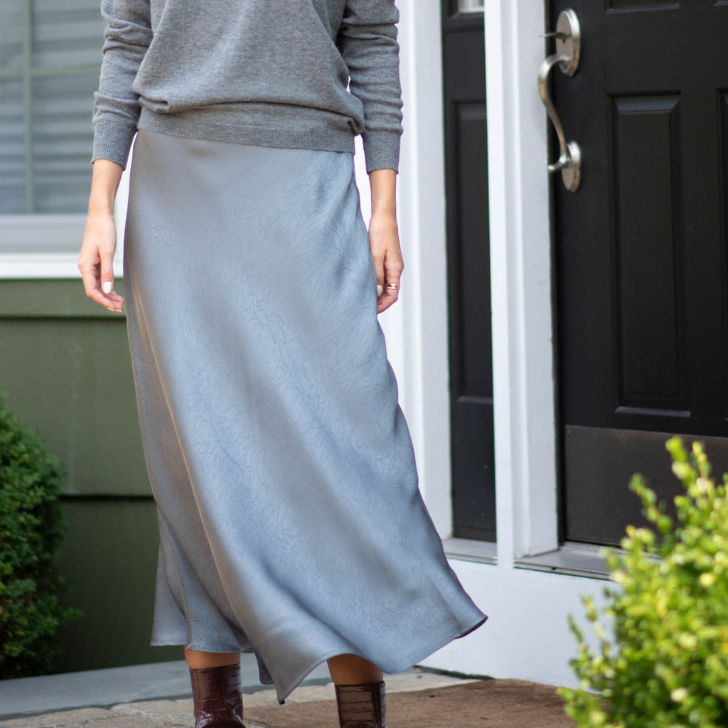 Crinkle Slip Skirt | Gray