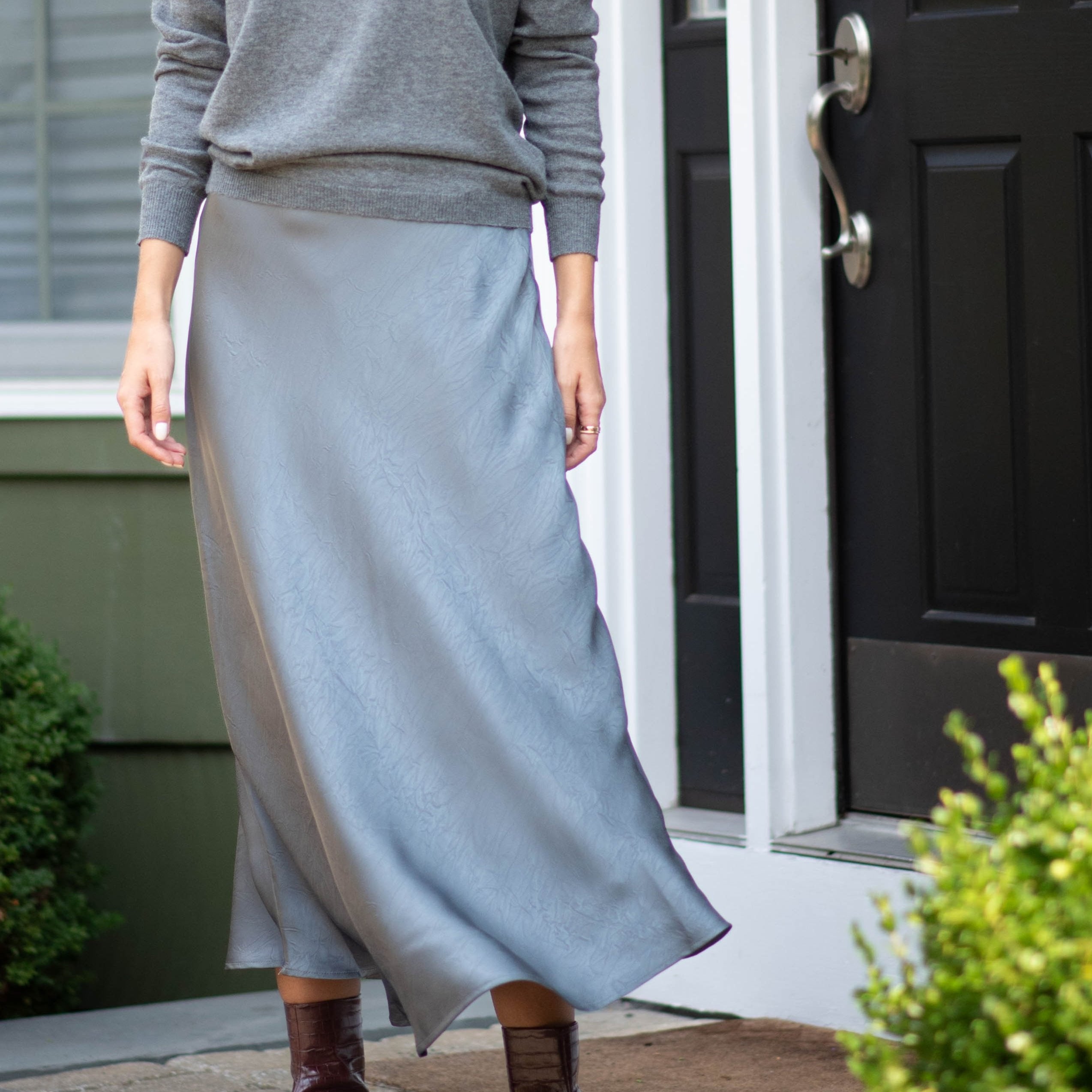 Crinkle Slip Skirt | Gray