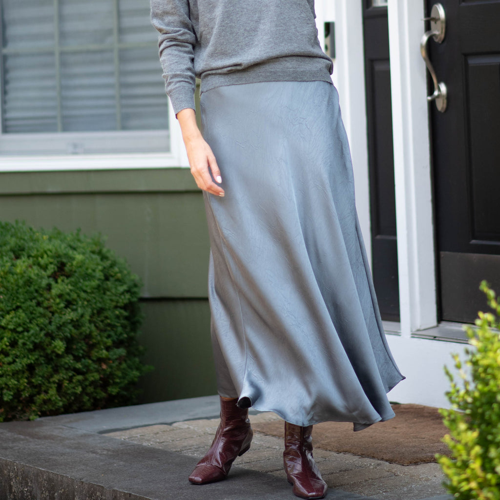 Crinkle Slip Skirt | Gray