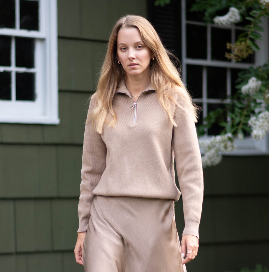 Half Zip Sweater | Tan