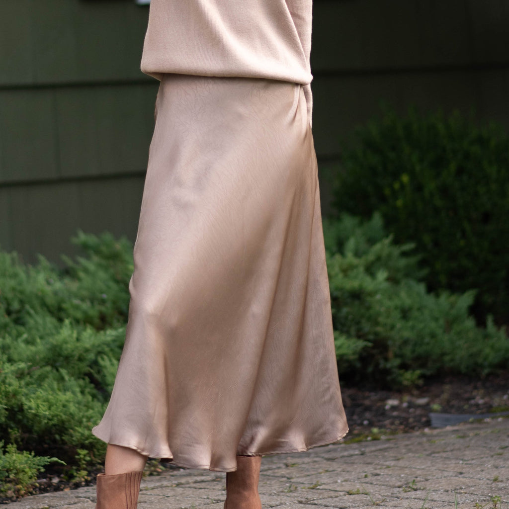 Crinkle Slip Skirt | Camel