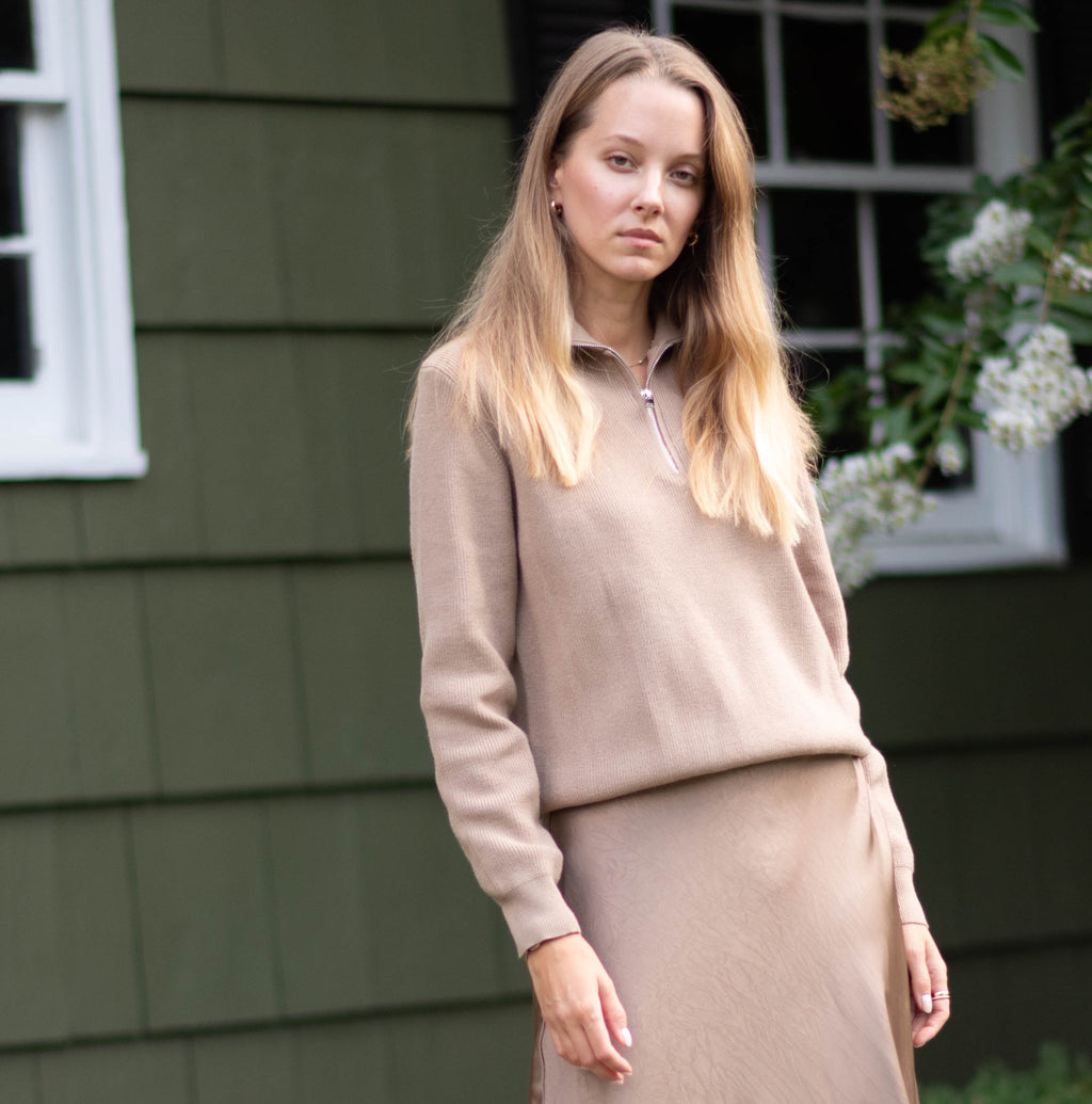 Half Zip Sweater | Tan