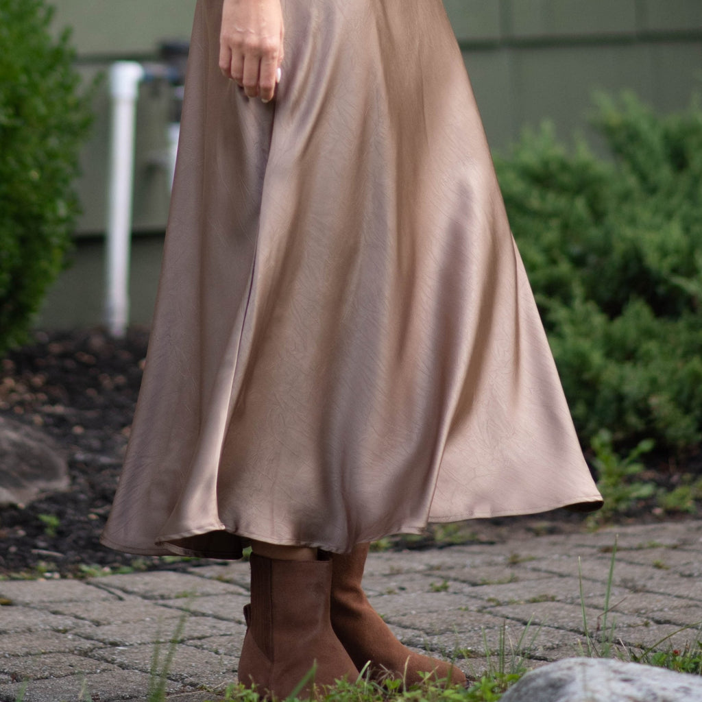 Crinkle Slip Skirt | Camel