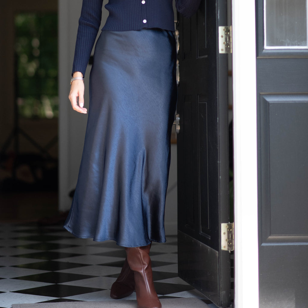 Midi Slip Skirt | Navy