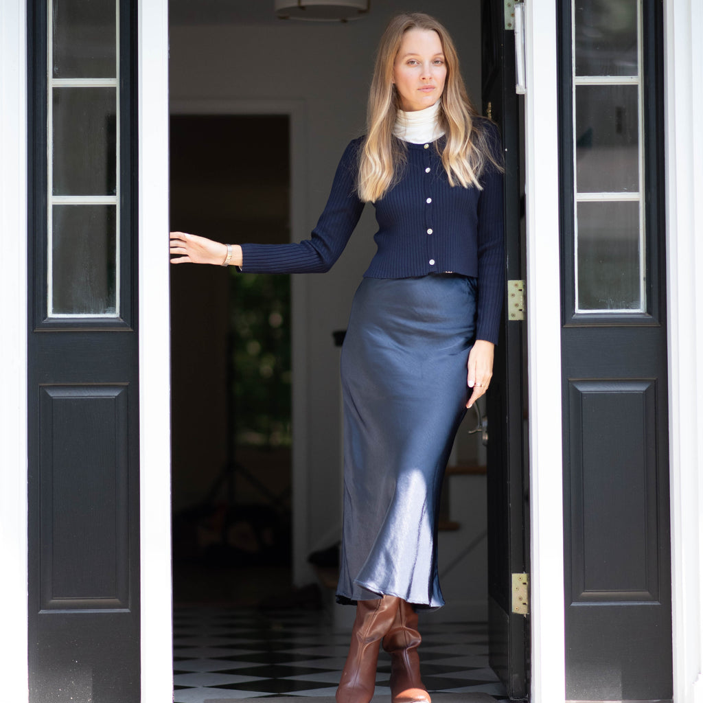 Midi Slip Skirt | Navy