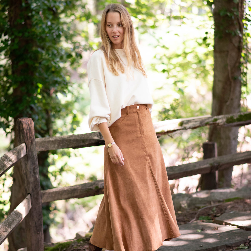 Suede Maxi Skirt | Camel