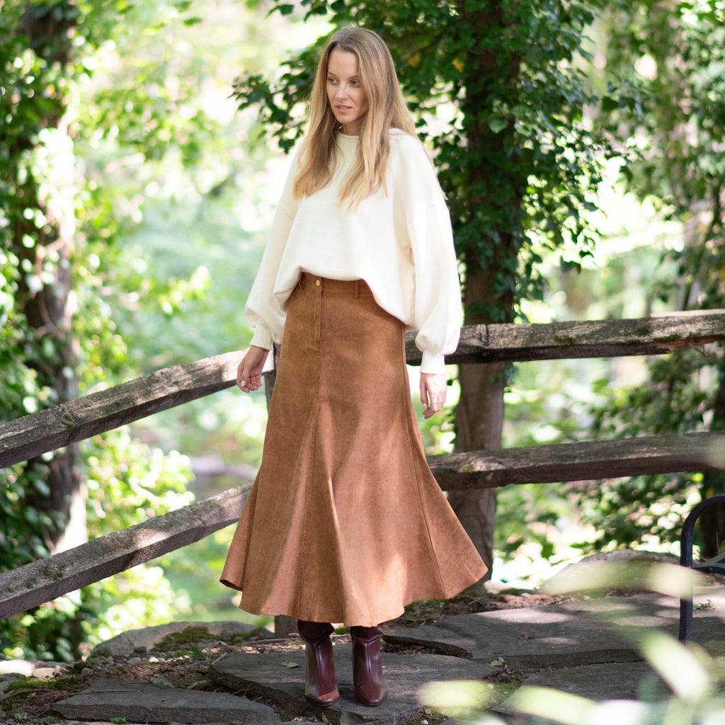 Suede Maxi Skirt | Camel