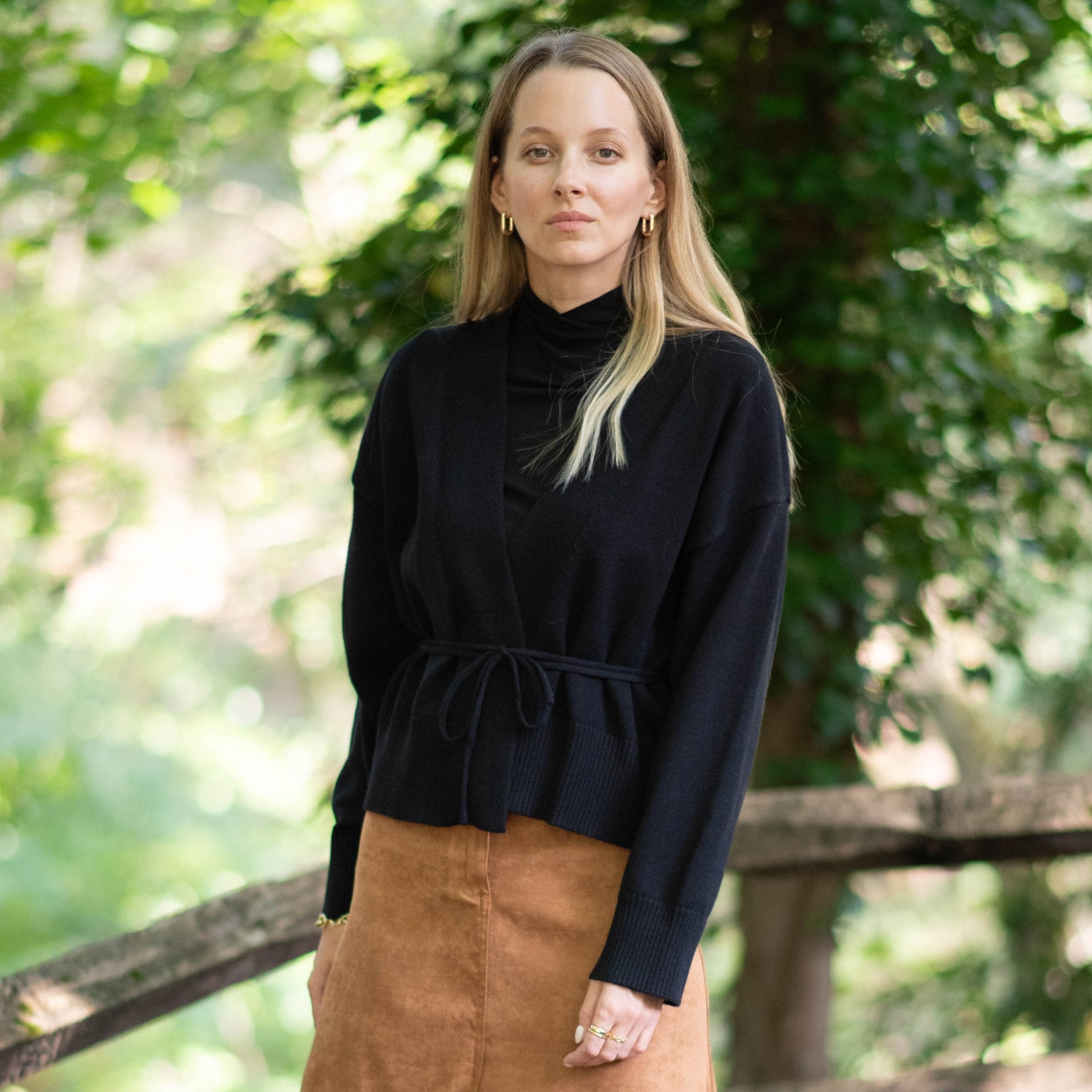 Belted Wrap Sweater | Black
