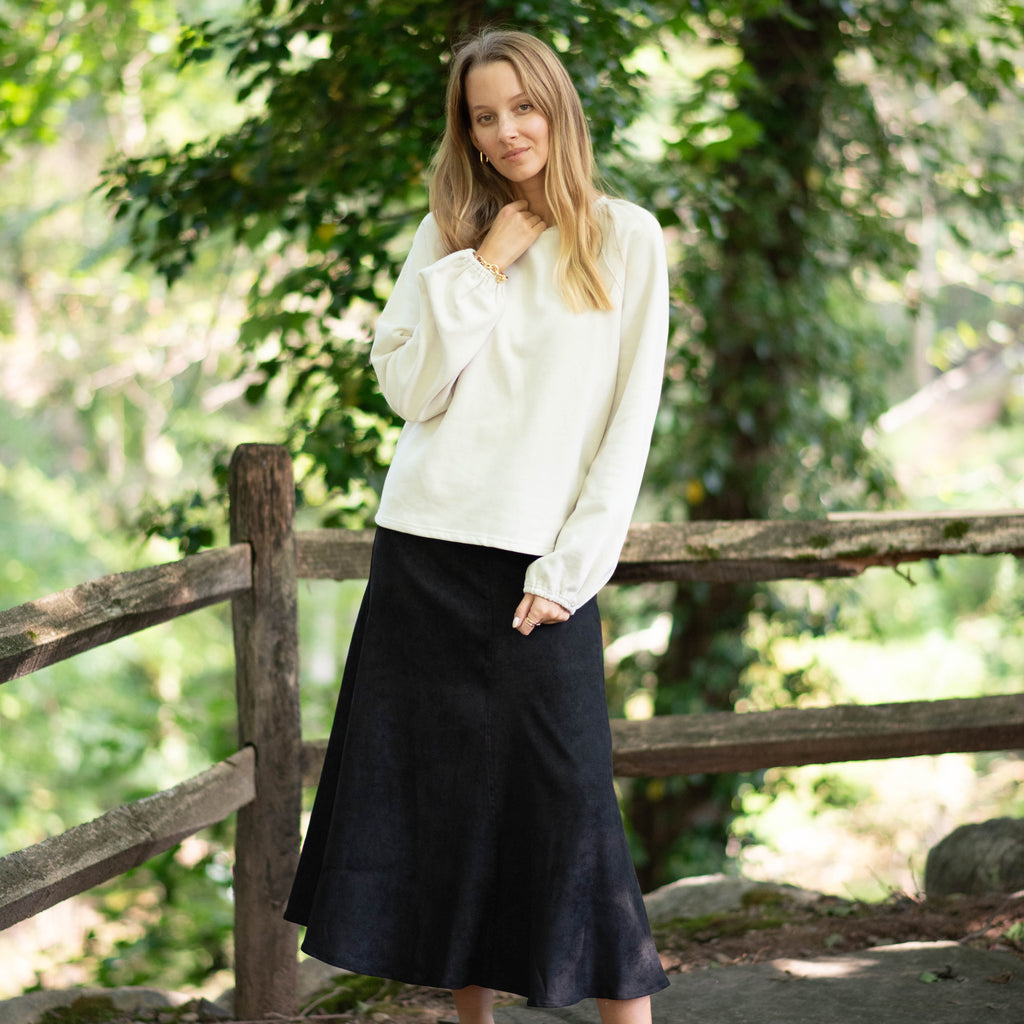 Suede Maxi Skirt | Black