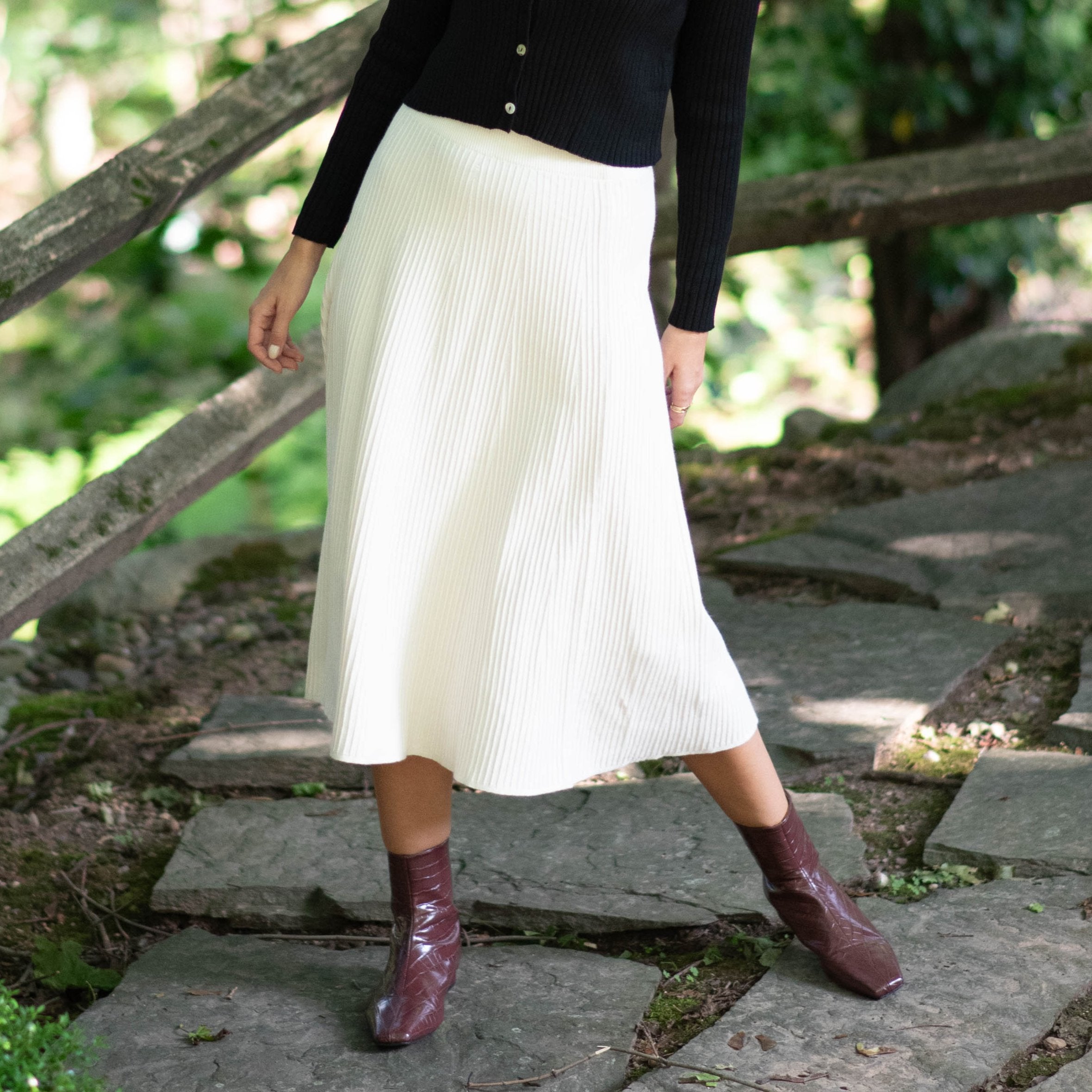 Midi Knit Skirt | Cream [Final Sale]
