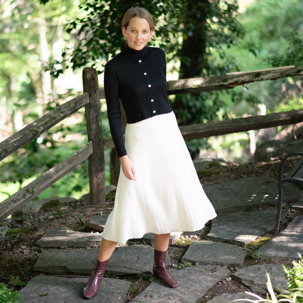 Midi Knit Skirt | Cream [Final Sale]