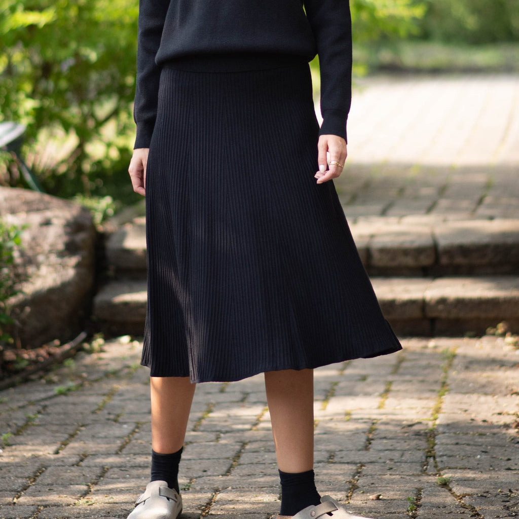 Midi Knit Skirt | BLACK