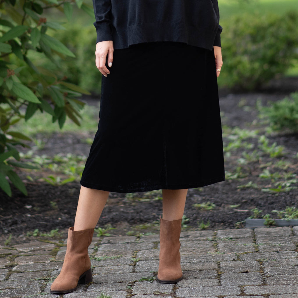 Velour Midi Skirt | Black [Final Sale]