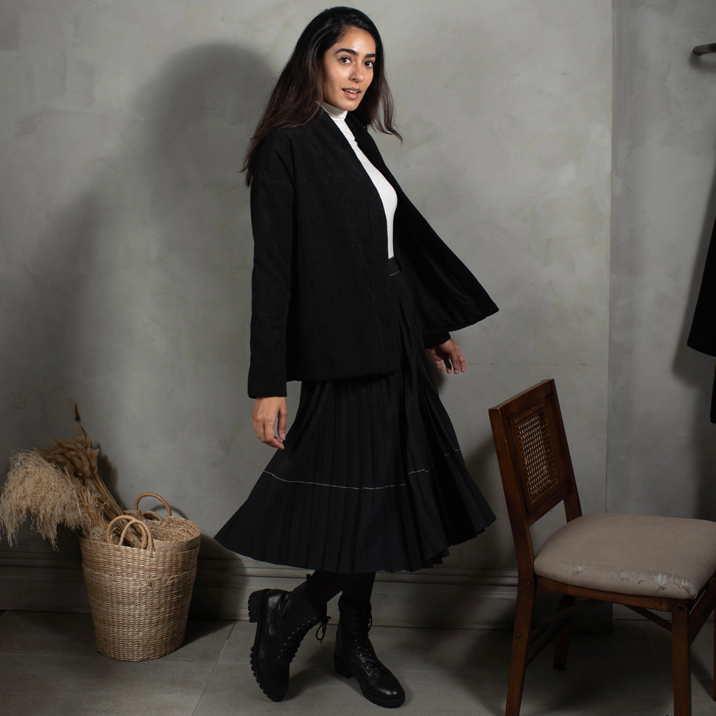 Stitched Pleated Skirt | Black [Final Sale]